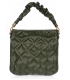 Olive green handbag with decorative handles and quilting 20B018green Grosso