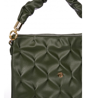 Olive green handbag with decorative handles and quilting 20B018green Grosso