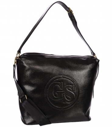 Black larger handbag with black logo 19B015blck- Grosso