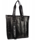 Black handbag with vertical stitching Grosso 19B016blckquilted