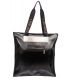 Black and gold shopper handbag with braided chessboard pattern Grosso 19B016goldblack