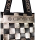 Čierno-zlatá shopper kabelka s prepletaným šachovnicovým vzorom Grosso 19B016goldblack