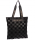 Black shopper handbag with braided chessboard pattern Grosso 19B016black