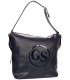 Čierna väčšia kabelka s lakovaným čiernym logom 19B015blcklak- Grosso