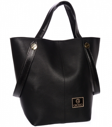 Černá elegantní kabelka se černými rukojeťmi Grosso 12B017blck
