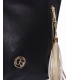 Fekete crossbody kézitáska arany cipzárral és bézs bojttal Grosso 15B027blckbege