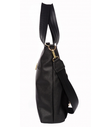 Čierna kabelka so semišovým prvkom a strapcom Grosso 17B011blck