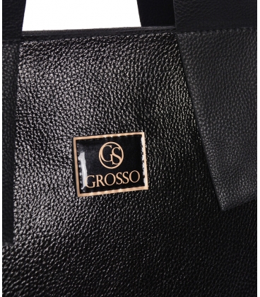 Black larger square shoper handbag Grosso 11B014blck