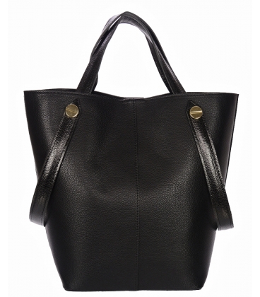Black elegant handbag with black handles Grosso 12B017blck