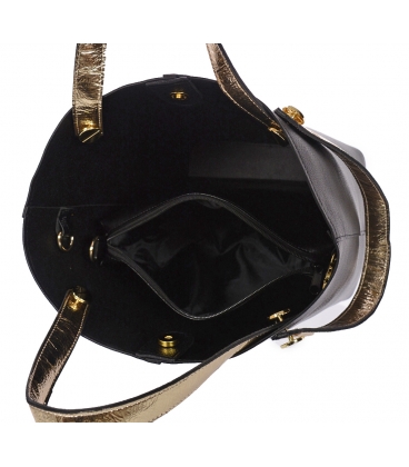 Black elegant handbag with gold handles Grosso 12B017blckgold