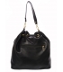Black handbag with drawstring 19B019gold Grosso