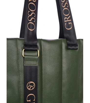 Olivovo zelená kabelka so zvislým prešívaním Grosso 19B016greenquilted