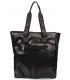 Black handbag with vertical stitching and gold inscription Grosso 19B016blckquiltgold