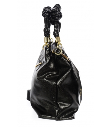 Čierna kabelka s ozdobnými rúčkami a lakovanými prvkami 19B015blcklak Grosso