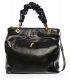 Black handbag with decorative handles and lacquered elements 19B015blcklak- Grosso