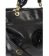 Fekete kézitáska dekoratív fogantyúkkal és lakkozott elemekkel 19B015blcklak- Grosso