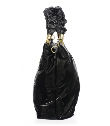 Černá kabelka s ozdobnými rukojeťmi a prošíváním 19B015blckquilted Grosso