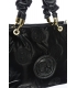 Fekete kézitáska dekoratív fogantyúkkal és foltvarrással 19B015blckquilted Grosso