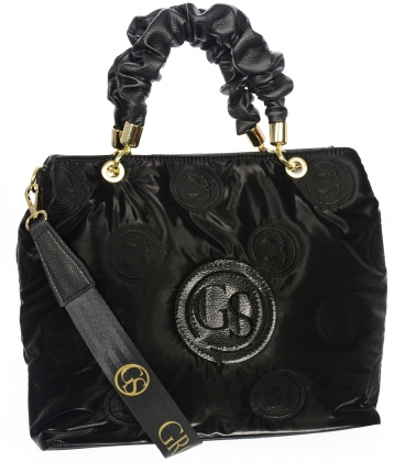 Black handbag with decorative handles and quilting 19B015blckquilted Grosso