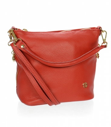 Červená menší kožená crossbody kabelka 15MC004red