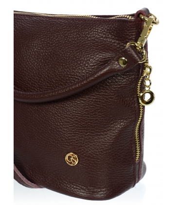 Bordová menší kožená crossbody kabelka 15MC004bordo GROSSO