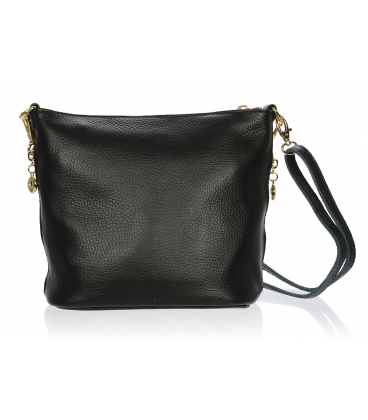 Čierna menšia kožená crossbody kabelka 15MC004blackGROSSO