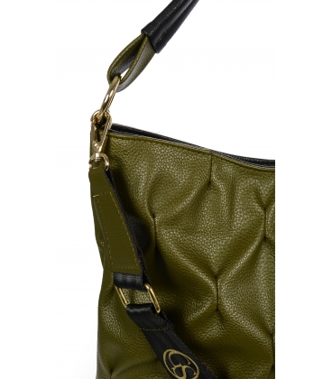 Olivovo zelená kabelka s prešívanou časťou 19B018green Grosso