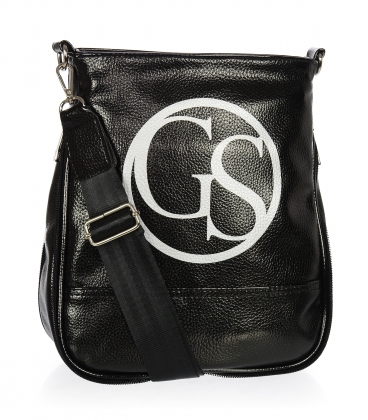 Black crossbody bag with silver GS emblem GSC189blcksilv - Grosso