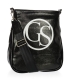 Černá lekslá crossbody taška se stříbrným GS znakem GSC189blcksilv - Grosso