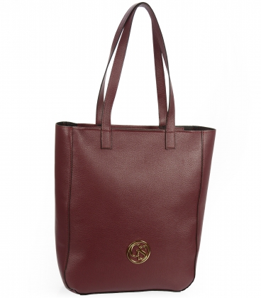Burgundy simple shopper handbag with GS Grosso emblem 27b011 Burgundy