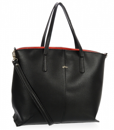 Black elegant handbag with red inside and long handles Grosso 15B014blck