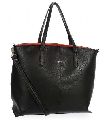 Čierna elegantná kabelka s červeným vnútrom a dlhými rúčkami Grosso 15B014blck