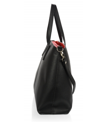 Černá elegantní kabelka s červeným vnitřkem a dlouhými rukojeťmi Grosso 15B014blck
