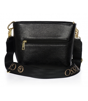 Black crossbody handbag with gold chain and Grosso strap C22Mblack