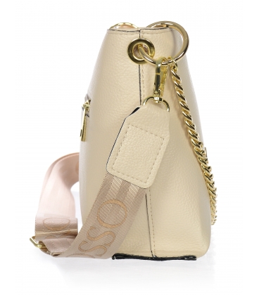 Béžová crossbody kabelka se zlatým řetízkem a řemínkem Grosso C22Mbeige