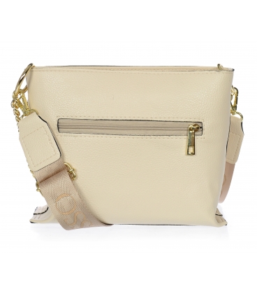 Beige crossbody handbag with gold chain and Grosso strap C22Mbeige