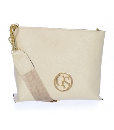 Béžová crossbody kabelka se zlatým řetízkem a řemínkem Grosso C22Mbeige