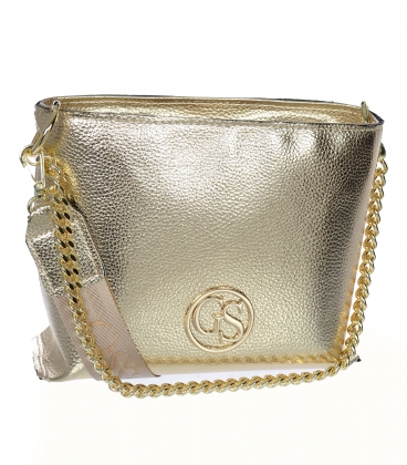 Zlatá crossbody kabelka so zlatou retiazkou a remienkom Grosso C22Mgold