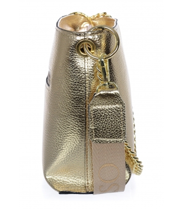 Gold crossbody handbag with gold chain and Grosso strap C22Mgold