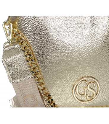 Gold crossbody handbag with gold chain and Grosso strap C22Mgold