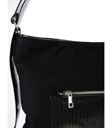 Black stylish handbag with patterned pocket 27B011black