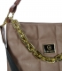 Brown handbag with quilting and gold chain 19B018brown