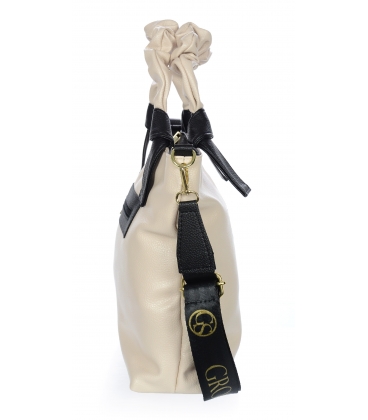 Béžová kabelka s ozdobnými čiernymi rúčkami 19B015beige Grosso
