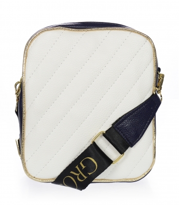 White-blue quilted handbag with gold trim and Grosso strap JCS0012bluewhite