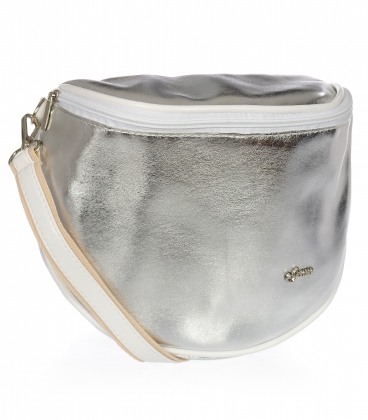 Silver crossbody handbag with white hem GROSSO 20M006silver