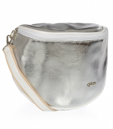 Stříbrná crossbody kabelka s bílým lemem GROSSO 20M006silver