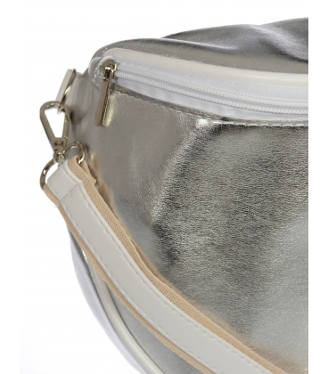 Stříbrná crossbody kabelka s bílým lemem GROSSO 20M006silver