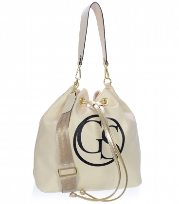 Beige handbag with drawstring Grosso 19B019cream