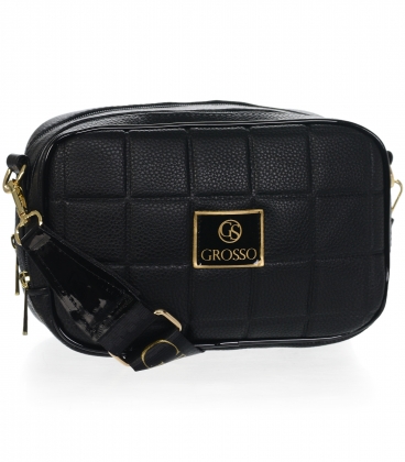 Black crossbody handbag with square pattern, logo and Grosso JCS0101