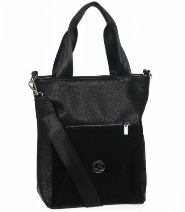 Black handbag with suede element Grosso 17B013